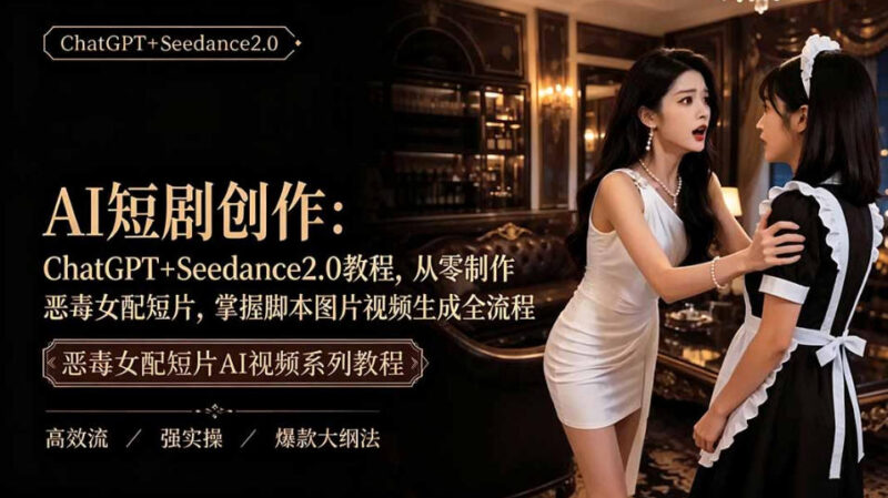 AI短剧从零创作实战课|ChatGPT脚本撰写+Seedance2.0视频生成,恶毒女配短剧全流程教程-百科网