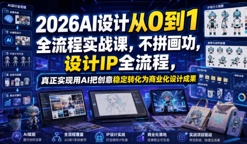 2026AI设计从0到1全流程实战课，不拼画功，设计IP全流程，真正实现用AI把创意稳定转化为商业化设计成果-百科网