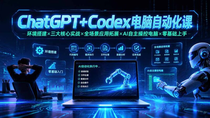 (19583期)ChatGPT+Codex电脑自动化课:环境搭建×三大核心实战×全场景应用拓展×AI自主操控电脑×零基础上手-百科网