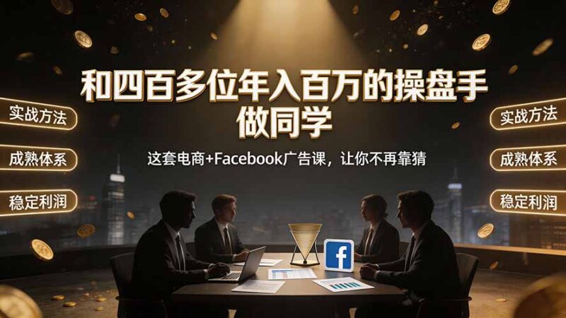 (19592期)和四百多位年入百万的操盘手做同学——这套电商+Facebook广告课,让你不再靠猜【原创双语字幕】-百科网
