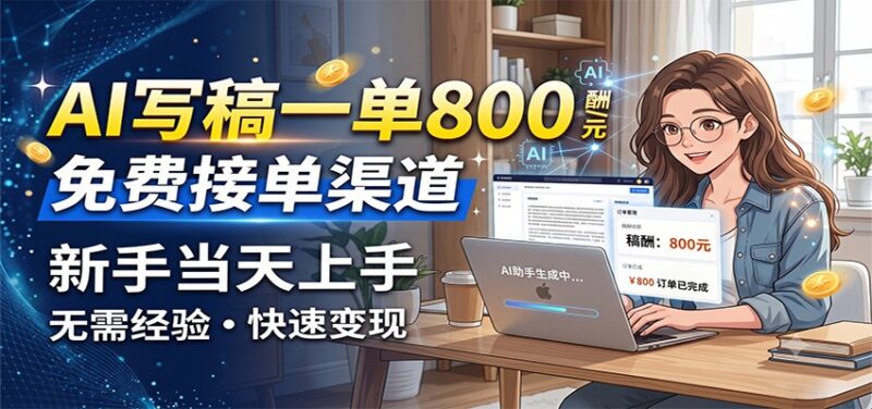 AI写稿一单800，免费接单渠道，一单一结几十到上千，新手当天上手-百科网