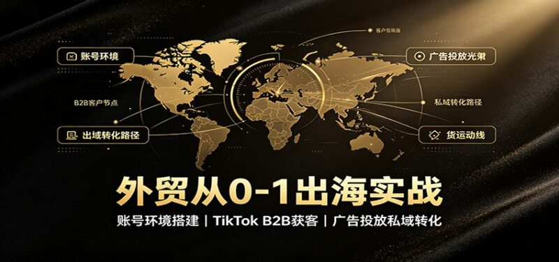 外贸从0-1出海实战:账号环境搭建,TikTok B2B获客,广告投放私域转化-百科网
