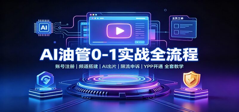 AI油管0-1实战:账号注册频道搭建,AI出片,限流申诉,YPP开通全套教学-百科网
