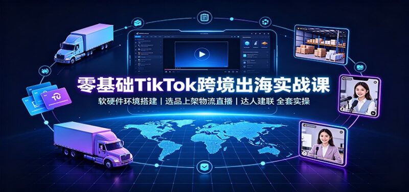 零基础TikTok跨境出海实战课:软硬件环境搭建,选品上架物流直播,达人建联全套实操-百科网