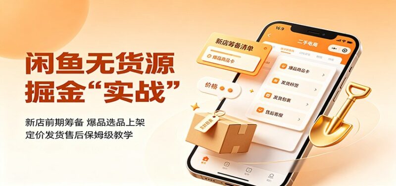 闲鱼无货源掘金实战:新店前期筹备,爆品选品上架,定价发货售后保姆级教学-百科网