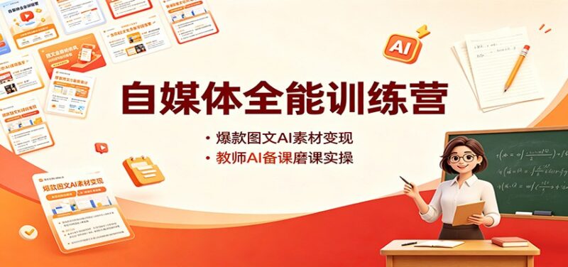 自媒体全能训练营：爆款图文AI素材变现，教师AI备课磨课实操-百科网
