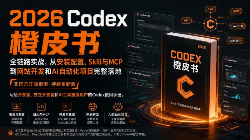 （20105期）2026Codex橙皮书：全链路实战，从安装配置、Skill与MCP到网站开发和AI自动化项目完整落地-百科网