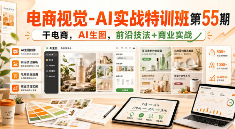 电商视觉-AI实战特训班第55期,干电商,AI生图,前沿技法+商业实战-百科网