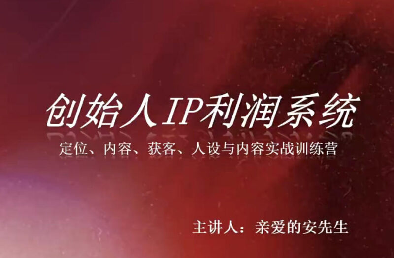 创始人IP利润系统8月训练营,定位、内容、获客、人设与内容实战训练营-百科网
