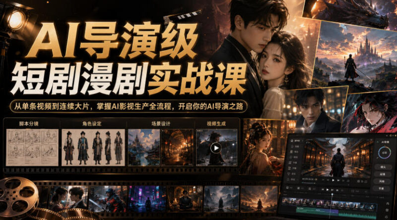 AI导演级短剧漫剧实战课,从单条视频到连续大片,掌握AI影视生产全流程,开启你的AI导演之路!-百科网