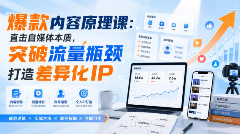 爆款内容原理课:直击自媒体本质,突破流量瓶颈打造差异化IP-百科网