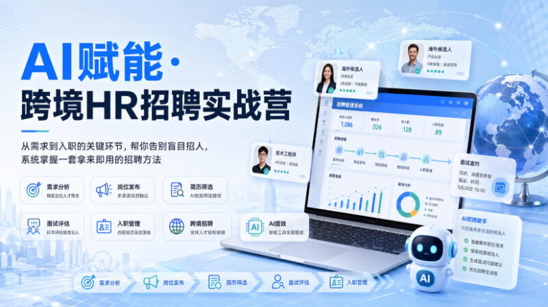 AI赋能·跨境HR招聘实战营，从需求到入职的关键环节，帮你告别盲目招人，系统掌握一套拿来即用的招聘方法-百科网