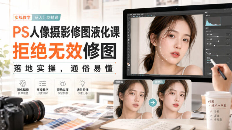PS人像摄影修图液化课,拒绝无效修图,落地实操,通俗易懂-百科网
