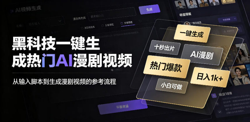 黑科技一键生成热门AI漫剧视频,十秒钟即可搞定,小白也能日入1k+-百科网