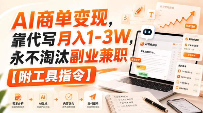 AI商单变现，靠代写月入1-3W，永不淘汰副业兼职【附工具指令】-百科网