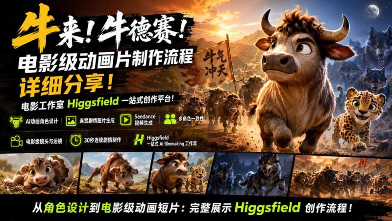 (19987期)牛来!牛德赛!电影级动画片制作流程详细分享!电影工作室Higgsfield一站式创作平台!-百科网