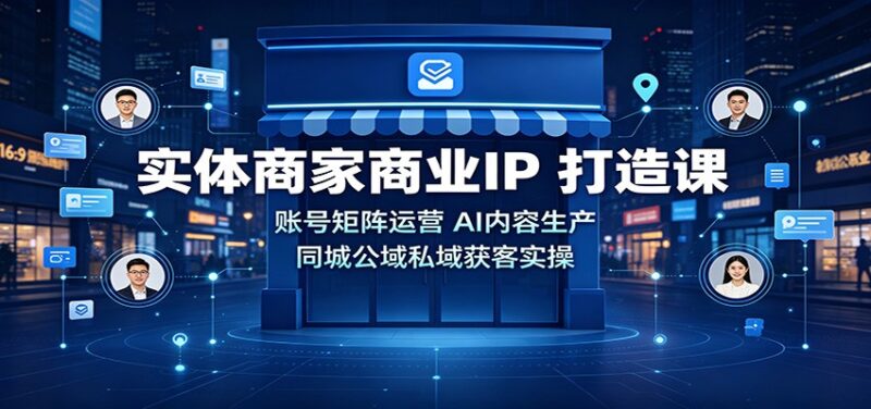实体商家商业IP打造课:账号矩阵运营,AI内容生产,同城公域私域获客实操-百科网