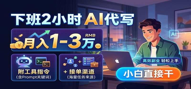 下班2小时AI代写，月入1-3万，附工具指令+接单渠道，小白直接干-百科网