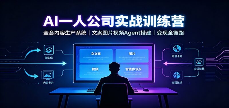 AI创作一人公司实战训练营：全套内容生产系统，文案图片视频Agent搭建变现全链路-百科网