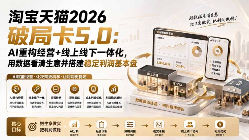 (20026期)淘宝天猫2026破局卡5.0:AI重构经营+线上线下一体化,用数据看清生意并搭建稳定利润基本盘(修复)-百科网