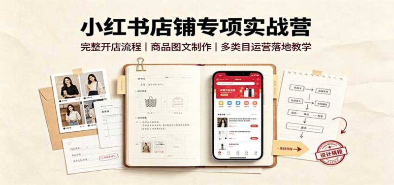 小红书店铺专项实战营：完整开店流程，商品图文制作，多类目运营落地教学-百科网