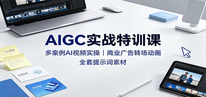 AIGC实战特训课:多案例AI视频实操,商业广告转场动画,全套提示词素材-百科网