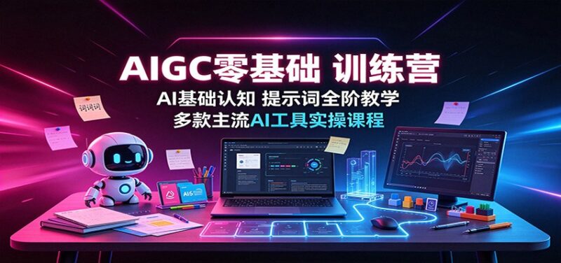 AIGC零基础训练营:AI基础认知,提示词全阶教学,多款主流AI工具实操课程-百科网