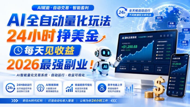 AI量化全自动操作挣美金，矩阵可日入1000+，适合普通人的副业！-百科网
