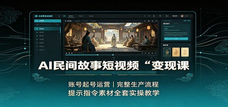 AI民间故事短视频变现课:账号起号运营,完整生产流程,提示指令素材全套实操教学-百科网