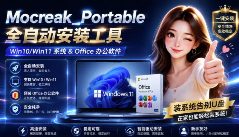 （19970期）Mocreak全自动安装office和win10、win11系统，告别U盘装系统，使用安全可靠-百科网