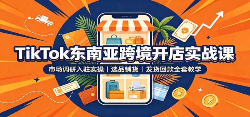 TikTok东南亚跨境开店实战课:市场调研入驻实操,选品铺货,发货回款全套教学-百科网