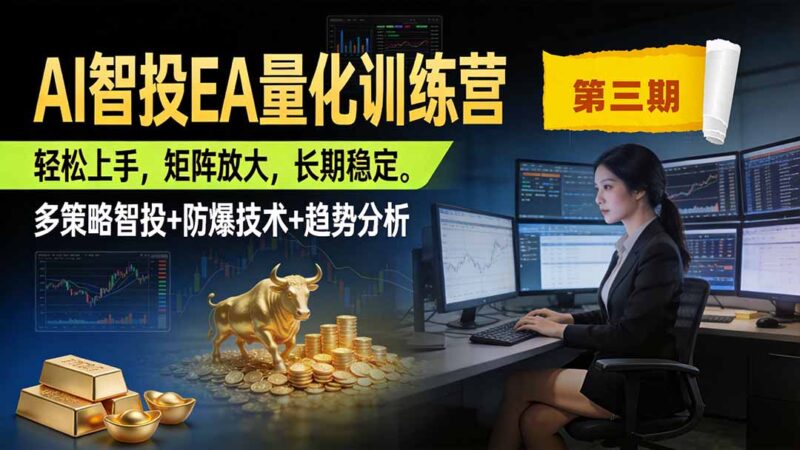 (19737期)AI智投EA量化训练营第三期,多策略智投+防爆技术+趋势分析 ,小白轻松上手,矩阵放大,长期稳定,日入500U。-百科网