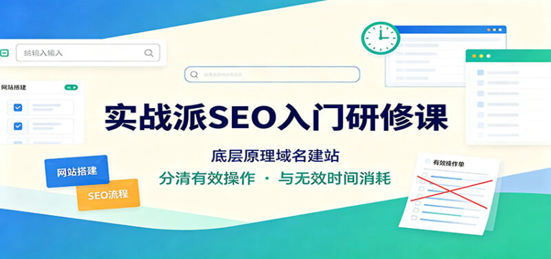 实战派SEO入门研修课:底层原理域名建站,分清有效操作与无效时间消耗-百科网