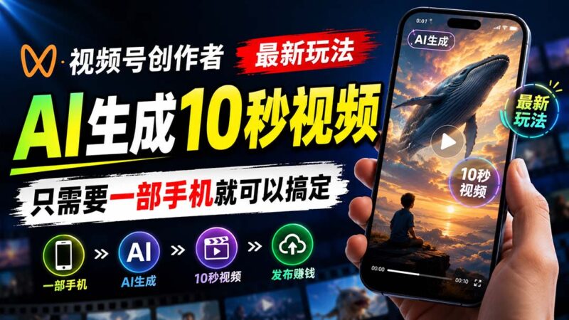 （20136期）视频号创作者最新玩法，AI生成10秒视频，只需要一部手机就可以搞定-百科网