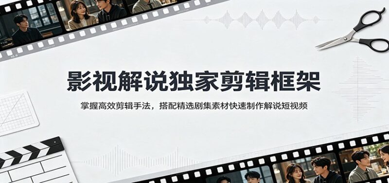 影视解说独家剪辑框架:掌握高效剪辑手法,搭配精选剧集素材快速制作解说短视频-百科网