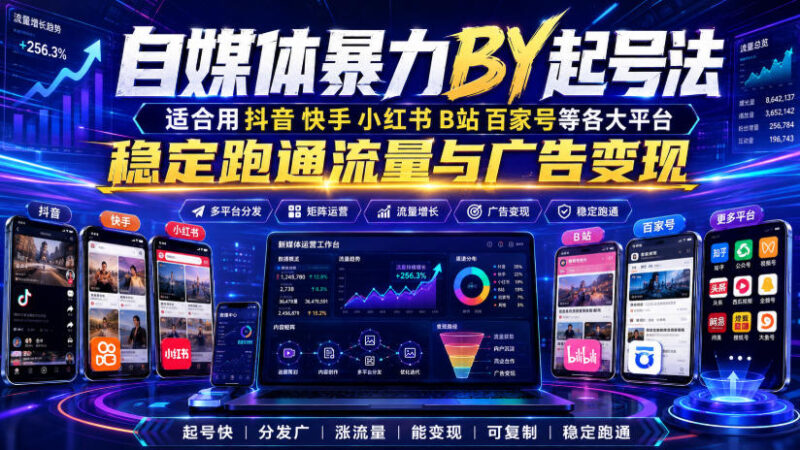 自媒体暴力搬运起号法,适合用抖音快手小红书B站百家号等各大平台,稳定跑通流量与广告变现-百科网