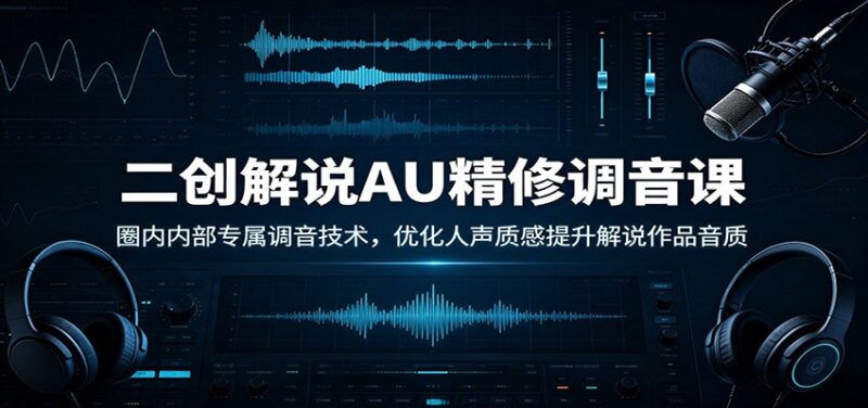 二创解说AU精修调音课:圈内内部专属调音技术,优化人声质感提升解说作品音质-百科网