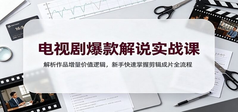 电视剧爆款解说实战课：解析作品增量价值逻辑，新手快速掌握剪辑成片全流程-百科网
