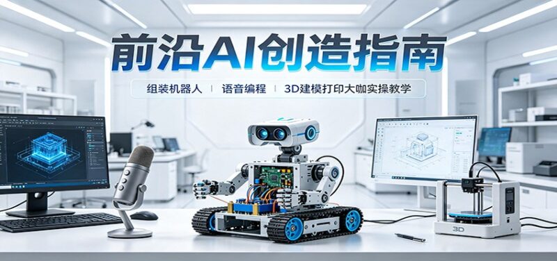 前沿AI创造指南:组装机器人、语音编程、3D建模打印大咖实操教学-百科网
