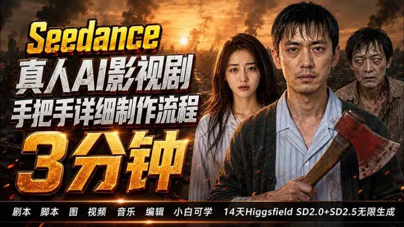(19706期) 3分钟真人AI影视剧怎么做?SD 2.0手把手完整制作流程|Higgsfield 14天SD 2.0/2.5无限生成-百科网