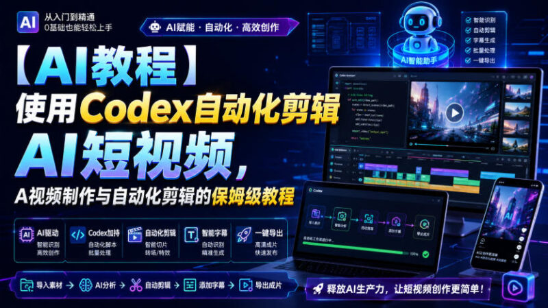 【AI教程】使用Codex自动化剪辑AI短视频,AI视频制作与自动化剪辑的保姆级教程-百科网