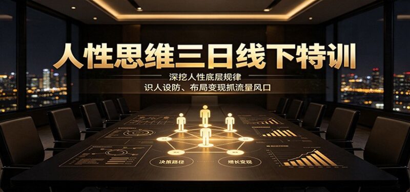 人性思维三日线下特训:深挖人性底层规律,识人设防、布局变现抓流量风口-百科网