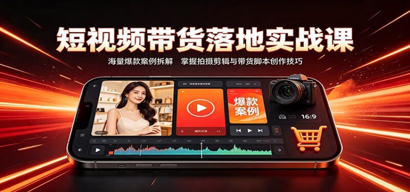 短视频带货落地实战课:海量爆款案例拆解,掌握拍摄剪辑与带货脚本创作技巧-百科网