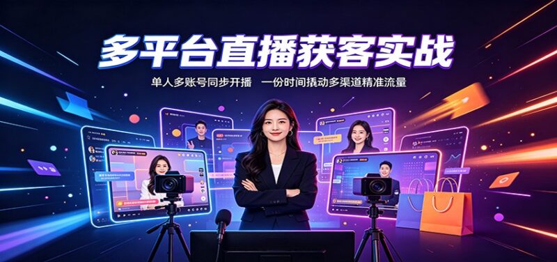 多平台直播获客实战:单人多账号同步开播,一份时间撬动多渠道精准流量-百科网