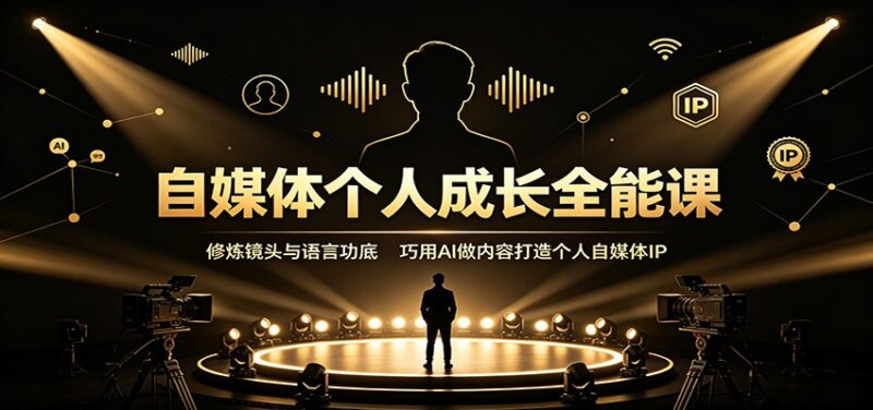 自媒体个人成长全能课:修炼镜头与语言功底,巧用AI做内容打造个人自媒体IP-百科网