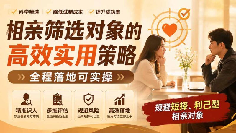 (19727期) 付费文章:相亲筛选对象的高效实用策略,全程落地可实操,规避短择、利己型相亲对象-百科网