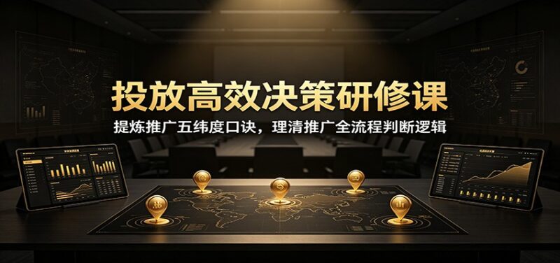 投放高效决策研修课:提炼推广五纬度口诀,理清推广全流程判断逻辑-百科网