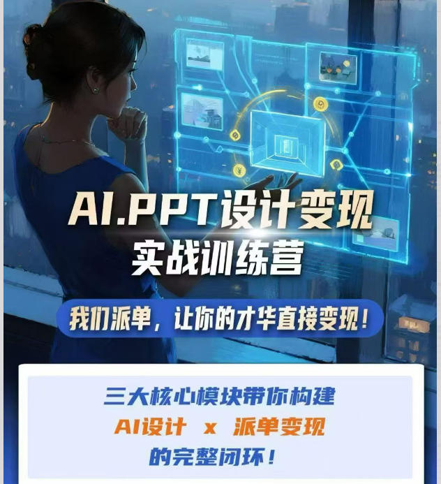 AI+PPT设计变现实战训练营，我们派单，让你的才华直接变现，三大核心模块带你构建Al设计x派单变现的完整闭环-百科网