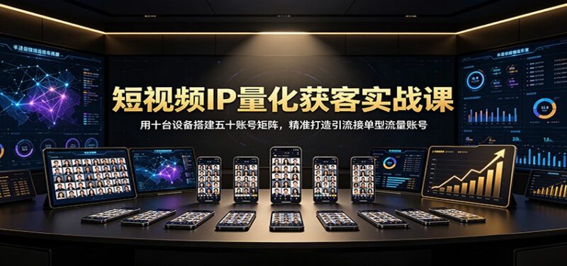 短视频IP量化获客实战课:用十台设备搭建五十账号矩阵,精准打造引流接单型流量账号-百科网