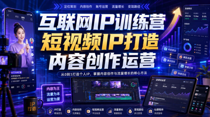 互联网IP训练营，短视频IP打造，内容创作运营-百科网